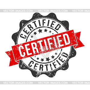 CERTIFIED. Stamp impression with inscription. Old - vector clip art