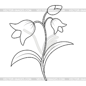 Empty outline of flower with petals. Doodle style - vector image
