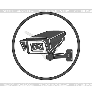 Round video surveillance icon. Video camera icon. - vector clip art