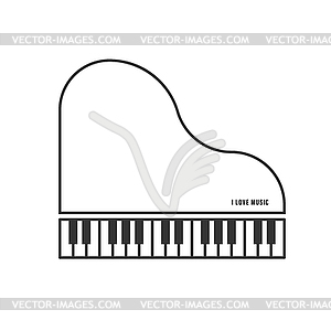 Contour piano with inscription I love musi - vector clipart / vector image