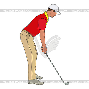 Golf. Colored silhouette of man, golfer. Color - vector image