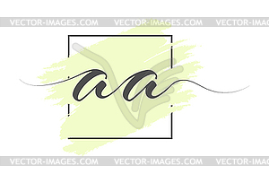 Каллиграфические строчные буквы AA на цветных - векторная графика