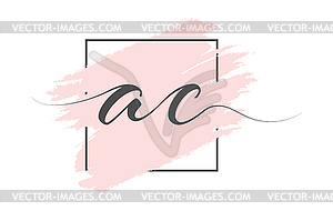 Calligraphic lowercase letters AC on colored - vector clipart