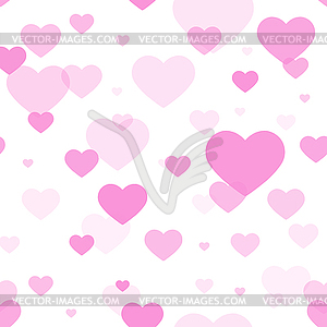 Seamless geometric pattern of pink hearts of - vector clip art