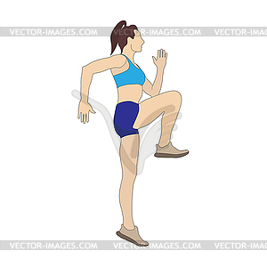 Woman is engaged in sports. Color drawing - vector clip art