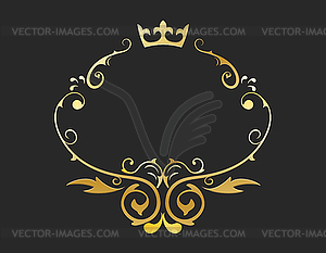 Gold round openwork ornament. Decorative round - vector image