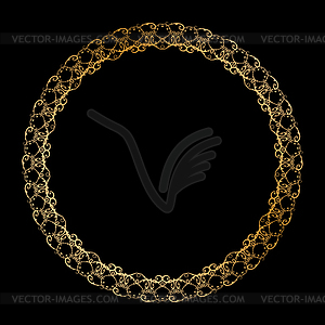 Gold round openwork ornament. Decorative round - vector clip art