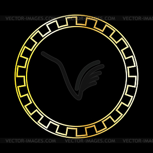 Золотая декоративная круглая рамка в античном стиле. - иллюстрация в векторном формате