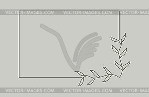 Plant branch in rectangular frame, with place for - vector image