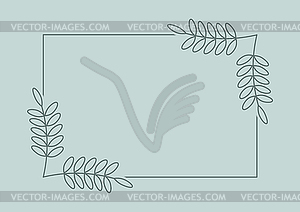 Plant branch in rectangular frame, with place for - vector image