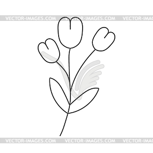 Flower is hand-drawn for coloring books, - vector image