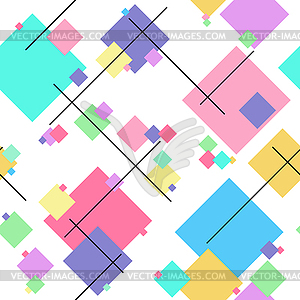 Seamless geometric pattern with squares and lines - vector image