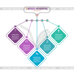 Бизнес-инфографика, состоящая из пяти элементов - векторная графика