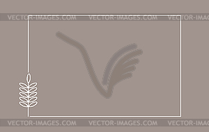 Plant branch in rectangular frame, with place for - vector image