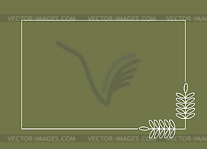 Plant branch in rectangular frame, with place for - vector clipart