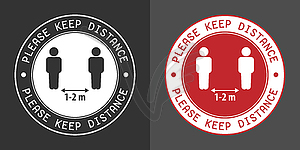 Sign warning about observance of social distance - vector clipart