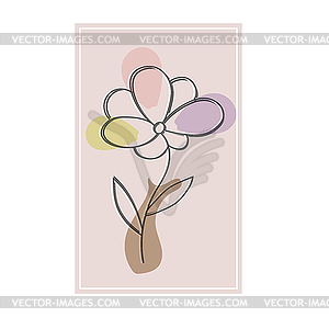 Flower is hand-drawn on colored background with - vector image