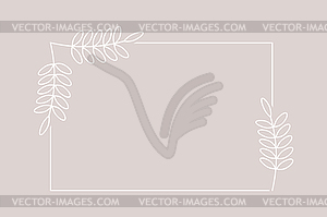 Plant branch in rectangular frame, with place for - vector clipart