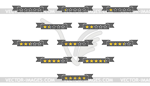 Set of ribbons with rating stars - vector clip art