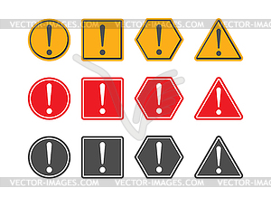 Набор знаков с предупреждением об опасности. знак - векторное изображение