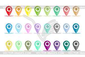 Set of colored dots or pointers for map with - vector image