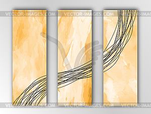 Set of abstract textured templates for postcards, - vector image