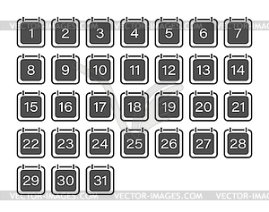 Set of calendar icons with dates of month. set of - vector clip art