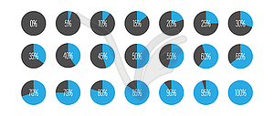 Set of pie charts with percentage sector of 0 to 10 - vector clip art