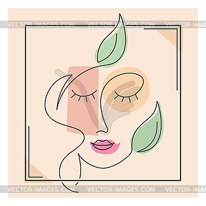 Portrait of an abstract woman, thin line, minimalis - vector clip art