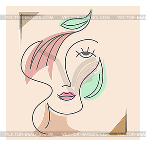 Portrait of an abstract woman, thin line, minimalis - royalty-free vector clipart