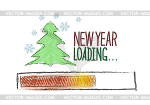 Loading new year. load progress indicator is new - vector image
