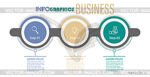 Инфографика с пиктограммами. Шаблон из 3-х этапов - векторизованное изображение