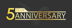 Golden congratulatory inscription 5 year - vector image