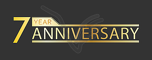 Golden congratulatory inscription 7 year - vector image