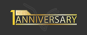 Golden congratulatory inscription 1 year - vector image