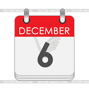 December 6. leaf of flip calendar with date of - vector clip art