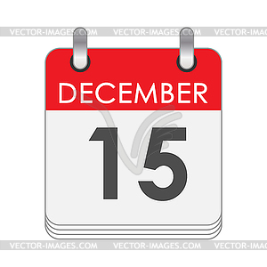December 15. leaf of flip calendar with date of - vector clipart