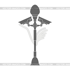 Street lamp with surveillance camera. Filled - royalty-free vector clipart