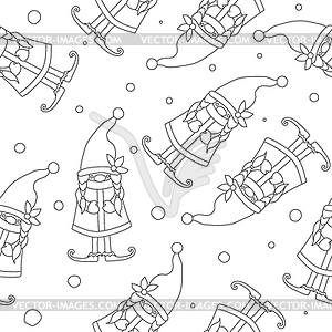 Seamless pattern with Christmas and New Year doll - vector image