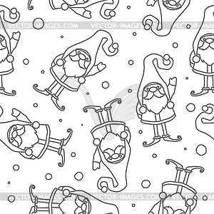 Seamless pattern with Christmas and New Year doll - vector clip art