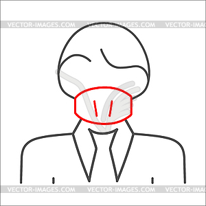 Линейный значок - мужчина в маске или марлевой повязке - изображение в формате EPS