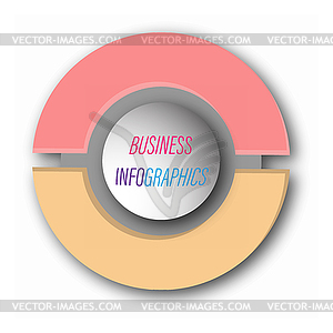 Circular graph with 2 steps, sections or stages. Pi - vector clipart