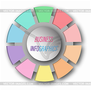 Circular graph with 10 steps, sections or stages. - color vector clipart