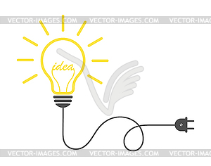 Incandescent lamp with wire and plug, as concept - vector clipart