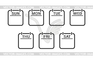 Set of calendar icons with days of week. flip - vector clipart