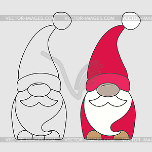 Christmas and New Year doll for coloring book, - vector clipart