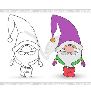 Christmas and New Year doll for coloring book, - vector clipart