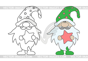 Christmas and New Year doll for coloring book, - vector clip art