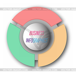 Circular graph with 3 steps, sections or stages. Pi - vector image