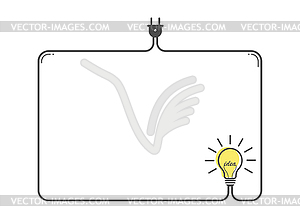 Frame with light bulb and place for text - vector image